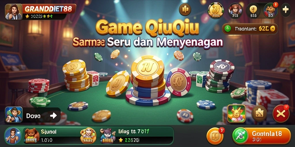 Screenshot menunjukkan gameplay seru QiuQiu di GRANDBET88.