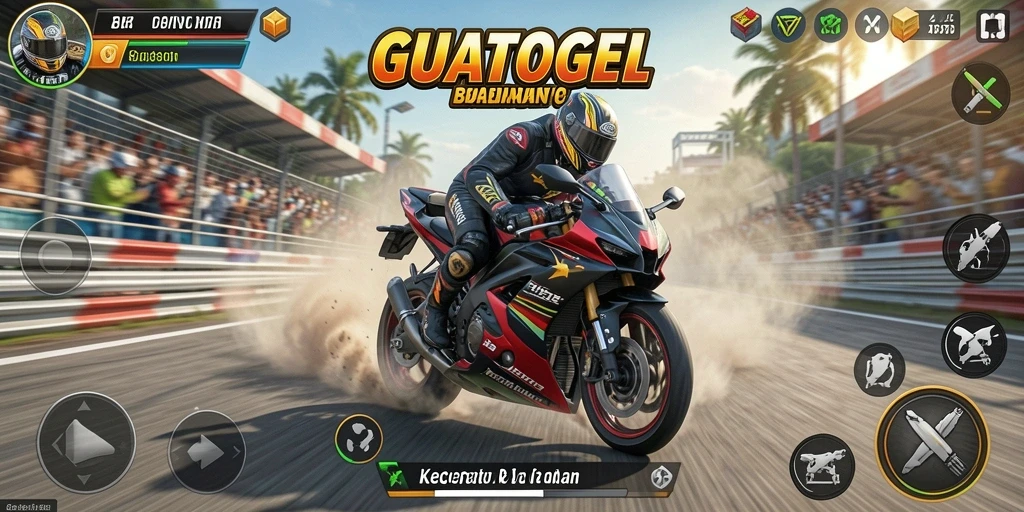 Tampilan gameplay seru dan mendebarkan dari balapan motor.