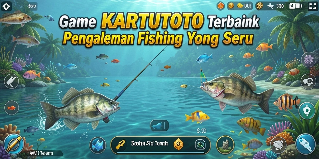 Tampilan gameplay KARTUTOTO yang menampilkan suasana memancing yang asyik.
