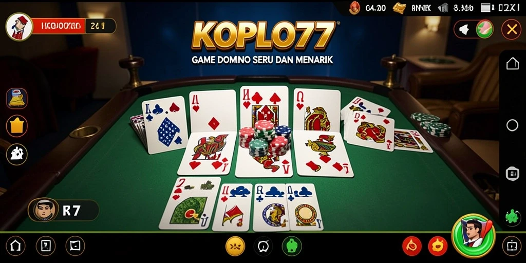 Screenshot gameplay KOPLO77 yang menampilkan keseruan bermain Domino.
