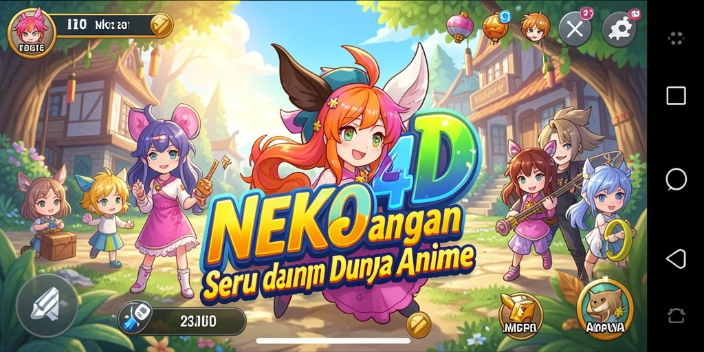 Tangkapan layar gameplay NEKO4D dengan karakter anime yang menarik.