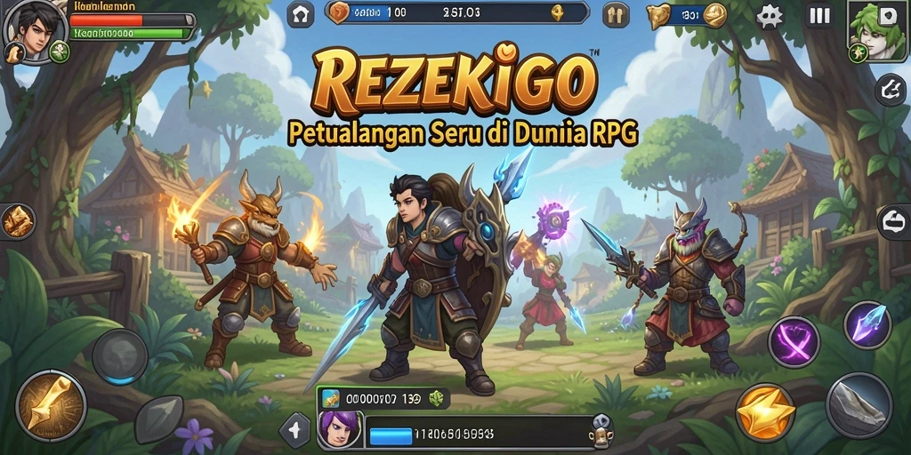Tangkapan layar menampilkan aksi seru dalam permainan RPG REZEKIGO.